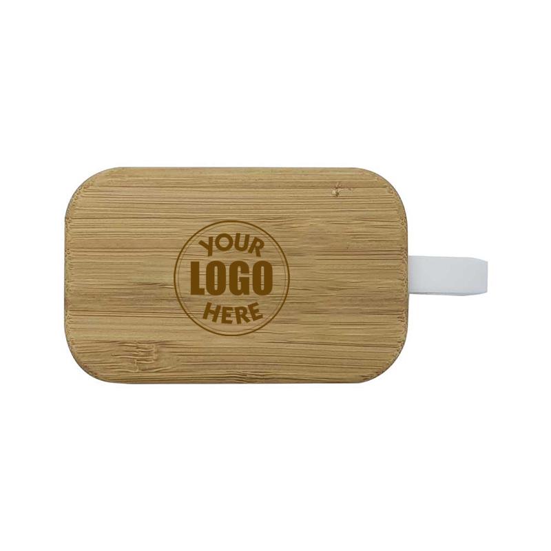 Bluetooth Earphones in Bamboo Case with Logo